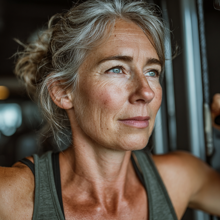 Skupina seniorů cvičí ve fitness centru